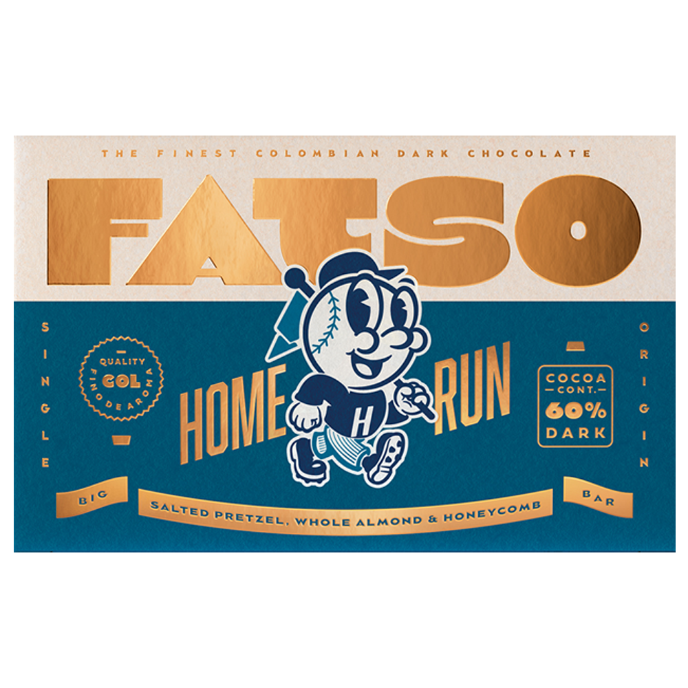 Fatso's Home Run Salted Pretzel, Whole Almond and Honeycomb Dark Chocolate Bar 150g